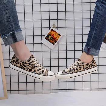 Primăvara Europeană și Americană imprimat leopard de imprimare pantofi de pânză de mari dimensiuni bord pantofi student iubitorii tendință dantela-up pantofi casual