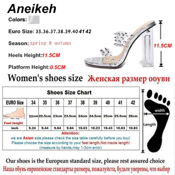 Aneikeh NEWSummer 2020 PVC Nit Sexy Femei de Moda Sandale Peep Toe Plexiglas Toc Sandale cu Toc Rochie Pantofi de damă Mărimea 35-42