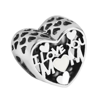 Se potrivește Pandora Bratari Argint 925 Te Iubesc Mama Inima Farmecul Margele pentru Bijuterii Cadou de Ziua Mamei