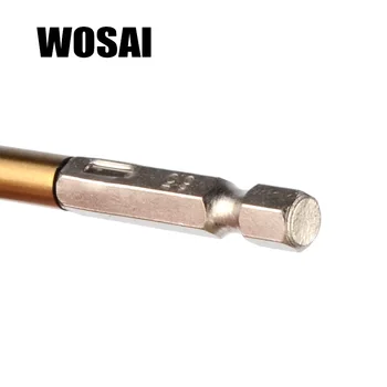WOSAI 13pcs/set HSS de Mare Viteză din Oțel cu înveliș de Titan Burghiu Set de prindere Hexagonal de 1/4 1.5-6.5 mm Burghiu Electric Twist Drill Bit