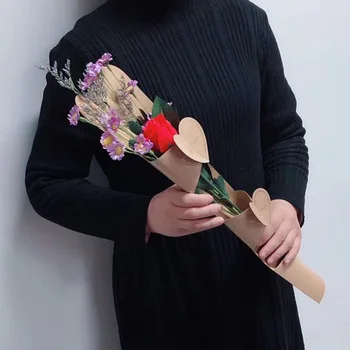 10buc Dragoste Inima Buchet Punga Kraft Singur Trandafir Sac de Flori de Hârtie de Ambalaj Florar Consumabile