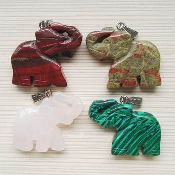 Moda Elefant piatra Naturala pandantive pentru a face bijuterii accesorii farmecul Colier femei 12buc/lot en-Gros transport gratuit