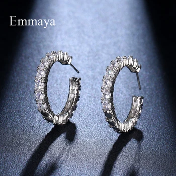 Emmaya Ornament Elegant Pentru Femei De Moda De Design Placat Cu Argint Cercei Stud Cu Diferite Zirconia Geomery Forma De Cadou Cool