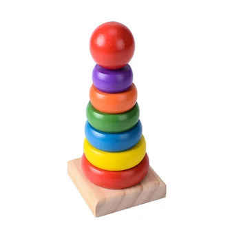 Drăguț Jenga Curcubeu blocuri Stivuitor Stivuire Rainbow Tower din Lemn de Asamblare Blocuri Montessori Învățământ de Jucării din Lemn Pentru Copii