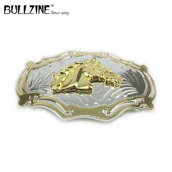 La Bullzine occidentale cap de cal catarama cu aur și argint finisaj FP-03535 pentru 4cm latime fixa pe centura