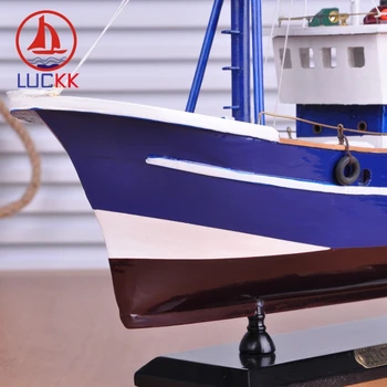 LUCKK 45CM DIY din Lemn Model Navă Pentru Pescuit Albastru Acasă Decorare Stil Mare Birou din Lemn Pentru Meserii de Navigatie Model de Cadouri Suveniruri