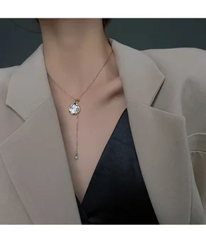 Moda Oțel Titan Stea Mama Coajă Colier De Perle De Femei 2020 Nou Design Simplu Temperament De Aur Feminin Clavicula Chai