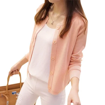 Knit Button Cardigan Femei Top Vânzare Primavara-Vara O Solidă Gât Pulover Subțire Palton Femei Casual Cardigan Complet Maneca Sacou Haina