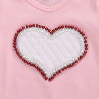 2020 Fete Haine de Vară Seturi de Nou-născut Fete Perla Inima de Imprimare T-shirt+Bandaj pantaloni Scurți Copii Fete Treninguri Costume