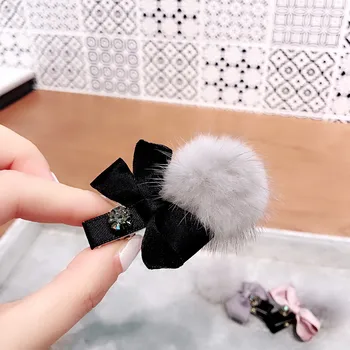 Coreea Drăguț Nurca blană minge minge Agrafe de Par Agrafe de par moda arcuri ac de păr duckbill clip Caciula Pentru Femei Accesorii de Par