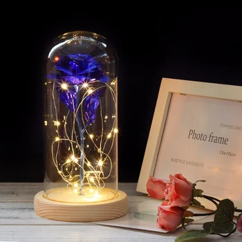 Lumina LED-uri a Crescut În Vasul de Frumusete placat cu Aur Rosu Albastru Violet Multicolor Rose Cu Lumina LED-uri de Dragoste de Ziua Îndrăgostiților Cadou Lampa D30