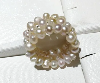 Farmec Bijuterii Femei 3 Fire Inel cu perla naturala 2x4mm Lumina violet baroc pearl handmade inele reglabile dimensiune adevarata perla cadou