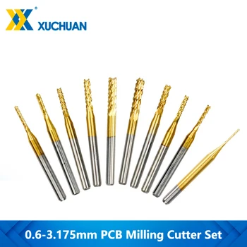 10buc PCB freze 0.8-3.175 mm Porumb Milling Cutter Titan cu Acoperire din Carbură End Mill 3.175 mm ax CNC Router Pic