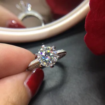 Femeile Șase Gheare de Laborator Crescut inel cu Diamant, argint 925 Bijuterii de Nunta Valentine Cadou