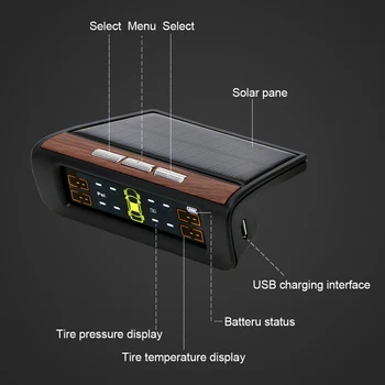 LEEPEE Accesorii Auto Digital TPMS Automată a Presiunii în Anvelope Sistemul de monitorizare a Presiunii în Pneuri LCD Clasice de Energie Solară Cu 4 Senzori