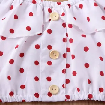 PUDCOCO Toddler Copii Baby Girls T-shirt cu Buline Sling Vesta Topuri + Solid Zburli pantaloni Scurți Tinutele de Vara 2 BUC Haine Set 1-6Y