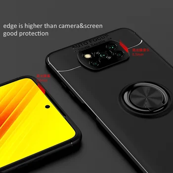 KEYSION Caz rezistent la Socuri Pentru Xiaomi POCO X3 NFC Silicon Moale Metal Magnetic inelar, Telefon capacul din spate pentru Pocophone X3 NFC