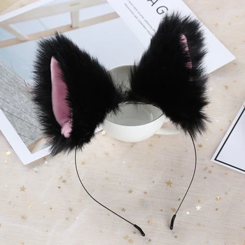 De Vânzare La Cald Cosplay Costum Vulpe Pluș Păr Hoop Femei Fete De Moda Pisica Urechi De Animale Ac De Păr Benzi Lucrate Manual, Accesorii De Par