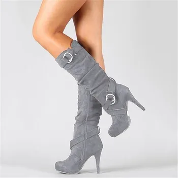 Sexy Genunchi Ridicat Cizme pentru Femei Subțire Toc Rotund Toe Platforma de Moda Doamnelor Cizme din Piele PU de Dimensiune 34-43 Pantofi de damă 2020