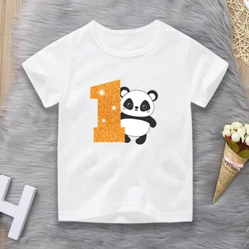 2020 Aniversare pentru Copii Numărul 1~9 Panda Desene animate de Imprimare T-shirt Băiat și Fată de Animale Drăguț Amuzant pentru Copii-Cadou Tricou Copil Kawaii Topuri