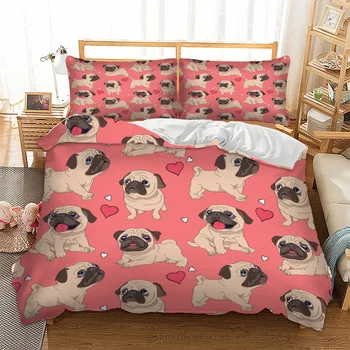 Bulldog tipărite set de lenjerie de pat pentru fular Plin Regina King Dimensiuni Carpetă Acopere stabilit câine de desene animate lenjerie de pat set de lenjerii de pat noi 3pcs