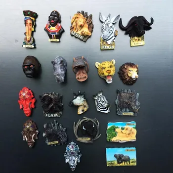 Kenya Decorative, Magneți de Suveniruri Leu, Zebra Urangutan Hipopotam Leopard, Rinocer Cap de Animal Figurine 3d Rășină Magnet de Frigider