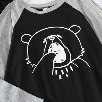 Camasi cu Maneca lunga Femei Ursul Somnoros Tipărite Lung-stil Liber de Desene animate Ins Harajuku Agrement Chic Femeie T-shirt Adolescenti Korean Noi
