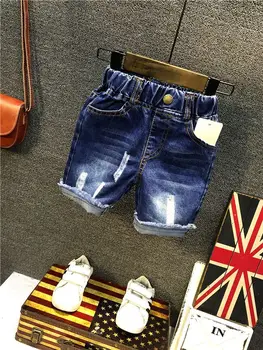 2019 Vara Haine Copii Baieti pantaloni Scurți de Cauzalitate Culoare Albastru Baby Boy Jean pantaloni Scurți Pentru Băieți Copii Mari Vara pantaloni Scurti din Denim