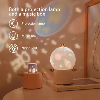Îngerul păzitor lampa de proiecție LED multifunctional fantezie cerul înstelat de rotație muzica lumina de noapte pentru copii creative de ziua lui
