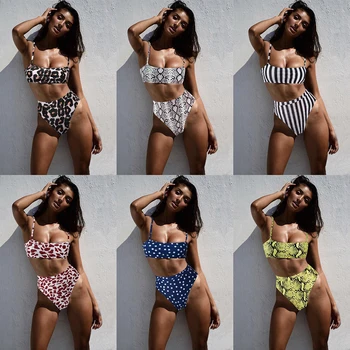 Bikini Sexy Solidă Push-Up Bikini 2020 Vânzare Fierbinte Sutien Bretele Talie Mare De Costume De Baie Femei Costume De Baie Femei Biquini