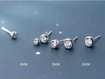 S925 Argint Cercei Femei Stil Japonez Simplu Personalitate Mici Proaspete Singur Diamant Cercei Temperament Dulce Cercei