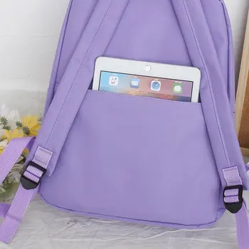 Violet adolescenti Student Rucsac Mochilas Umăr Saci de Panza de Moda pentru femei traval pachete de spate fete solid bookbag 4 buc set 2020