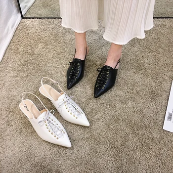 Pantofi pentru femei Subliniat Toe Sandale de Primăvară 2020 Noua Moda Dantelă Sus Stilet Tocuri