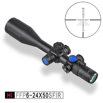 Descoperirea HI 6-24X50 SFIR FFP Riflescope Primul Plan Focal domeniul de Aplicare de Vânătoare Iluminat Tactic Obiective Cu Unghi Indicator de Nivel