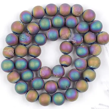 Naturale Multicolore Druzy Agate Margele din Piatra Tur Liber Margele Spacer Pentru a Face Bijuterii 6/8/10/12mm DIY Brățară Colier