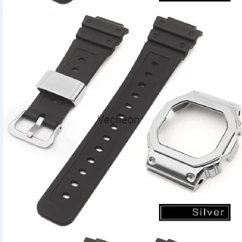 Original Rășină Curea de Ceas Pentru DW-5600 GW5000 DW5035 GMW5610 Watchband Bezel Plus Inele Metalice Bucle de Aur, Argintiu-Negru