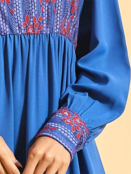 Siskakia Maxi Rochie pentru Femei Toamna 2020 Maneca Lunga Leagăn O Linie de Rochii de Moda Plasă de Dantelă Florale Panou Turcia arabă Haine