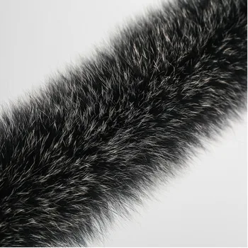Negru Cu Alb Sfaturi Personalizate Real Blană De Vulpe Garnitura Pentru Capota Blană De Vulpe Material Capota Benzi Blană Tapiterie Pentru Articole De Îmbrăcăminte De Iarnă