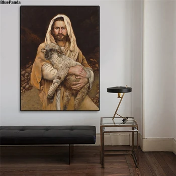 Iisus Hristos Dumnezeu Cu Carne De Miel De Epocă Poster De Arta Minimalist Panza De Imprimare Poza Perete Moderne Acasă Decorare Camera
