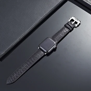 Real Crocodil Piele Curea din Piele Trupa pentru Apple Watch 1 2 3 4 5 iwatch Watchbands Cu Personalitate Catarama din Otel