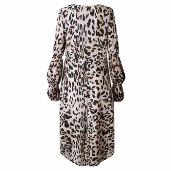 Neregulate Rochie De Leopard Femei 2018 Vestidos De Toamnă Lungă Rochie De Streetwear Doamnelor Lantern Maneca Iarna Rochii Sexy