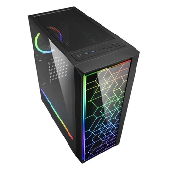 Sharkoon APRINS 100 RGB led-uri de Jocuri de noroc caz negru (ATX, sticlă călită, RGB fan 1x120 mm + 1x120 mm, 2xUSB 3.0, 1xUSB 2.0, audio)