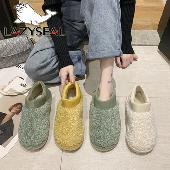 LazySeal Interior Cald Plat Pantofi Cu Toc Pentru Femei Apartamente De Pluș Femei Pantofi Galben De Iarnă Doamnelor Plat Cu Pantofi Bota Mujer