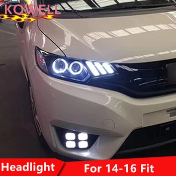KOWELL Styling Auto Pentru Honda FIT LED-uri Faruri 2016 2017 JAZZ lampă de Cap GK5 cu DRL Bi-Xenon fascicul de lumină