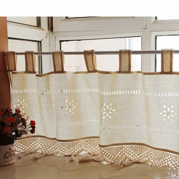 1 BUC Lenjerie de pat din Bumbac Jumătate-cortina Manual Ciucure Embroideried Florale Perdele de Bucatarie Pastorală Scurt Draperie-Panou pentru Cafenea