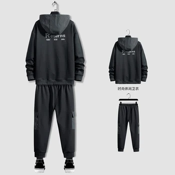 SingleRoad Mens Trening Bărbați Seturi 2020 Hanorac Negru Japonez Streetwear Maneca Lunga Sport Hip Hop 2 Buc Set Plus Dimensiune