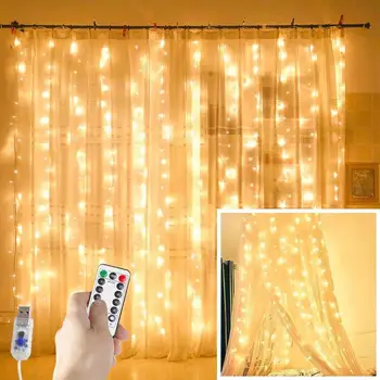 3M LED-uri Cortina Ghirlanda pe Fereastră USB Șir de Lumini Zână Feston Control de la Distanță de Crăciun, Decoratiuni de Nunta pentru Acasă Camera