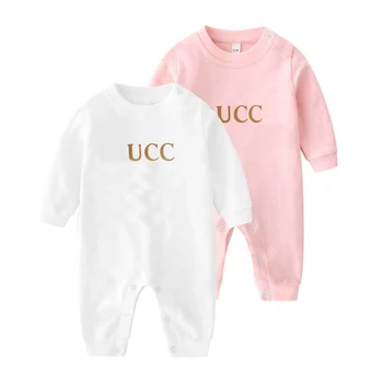 GY001 Noi 2020 scur moda scrisoare baietel haine Alb roz verde maneca Lunga Brand nou-născut fete Romper 0-3 luni