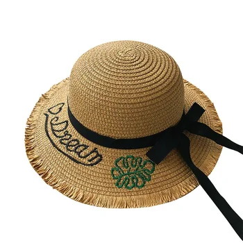 Fete Palarie De Vara Scrisoare Vis Broderie Pălării Panama Pentru Fete Pentru Copii De Soare Sepci Sepci Palarii Copii