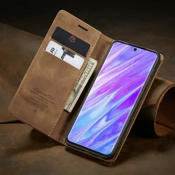 CaseMe Flip Din Piele De Caz Pentru Samsung Galaxy S20 Ultra Auto Aproape Retro Portofel Caz Flip Pentru Samsung S20 Plus Card Magnetic Acoperi